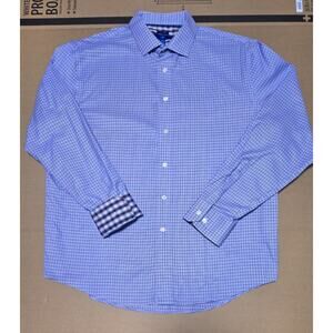 Egara Men's Dress Shirt BluePurple Pink XXL Button Down Reversible Cuff